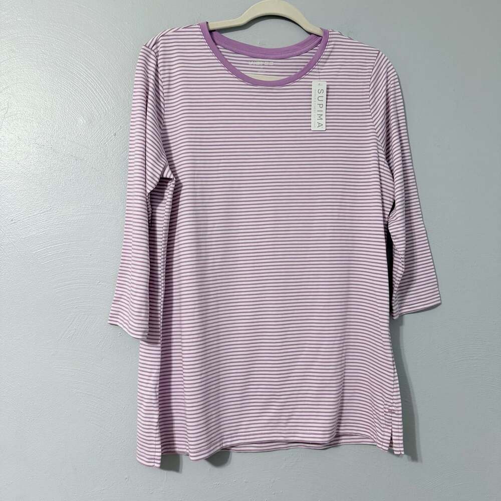 Lands' End Supima Cotton Crewneck Tunic Size M 10-12 Striped